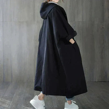 Oversized Trench Coat Hood Soft Cotton