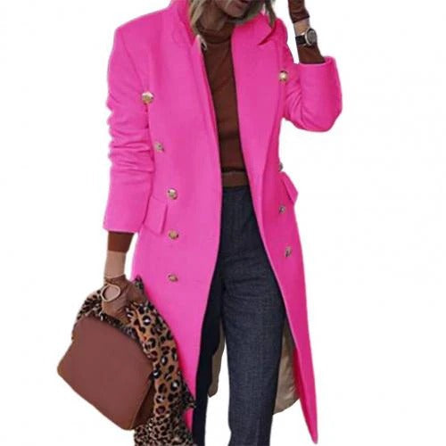 Elegant Wool Coat Women's Tailored Fit Knee-length