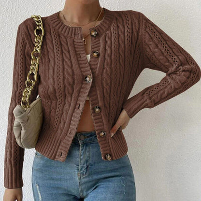 Women's Cardigan Long Sleeve Wool Blend Cable Knit