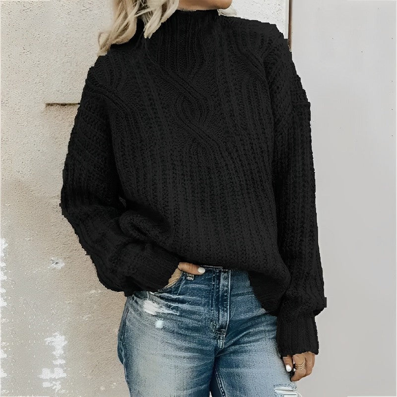 Oversized Wool Blend Cable Knit Sweater Comfort Raglan