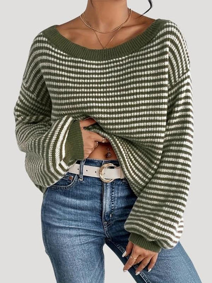 Striped Knit Sweater for Women