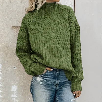Oversized Wool Blend Cable Knit Sweater Comfort Raglan