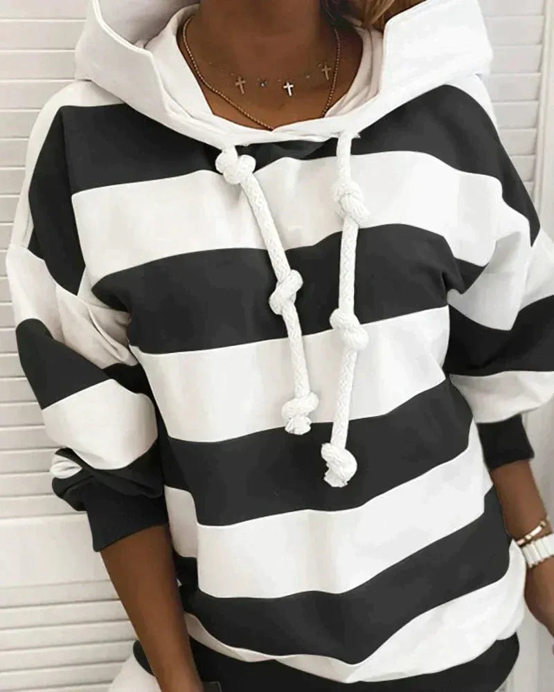 Hoodie XXL Oversized Striped Sporty
