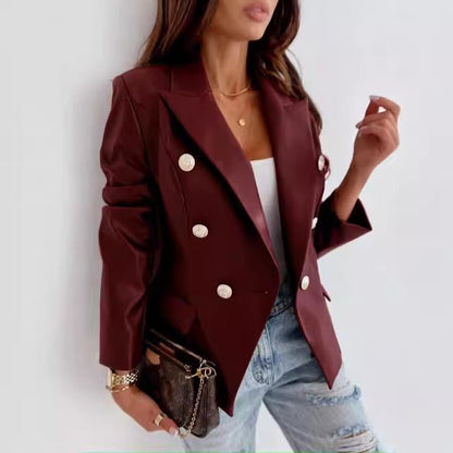 Women's Leather Blazer Tailored Fit Double Lined