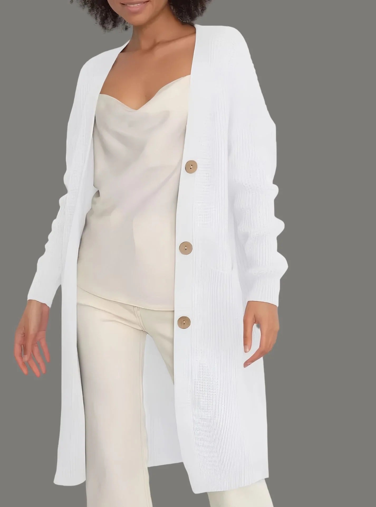Long Cardigan for Women Soft Loose Fit with Buttons and Pockets