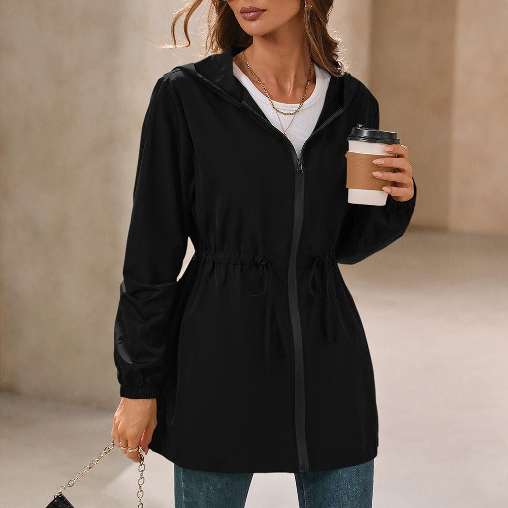 Water-repellent Rain Jacket Lightweight Hood Zipper