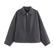 Casual wool jacket Loose fit Zipper
