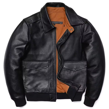 Leather Jacket Elegant Cut Zipper Pointed Collar