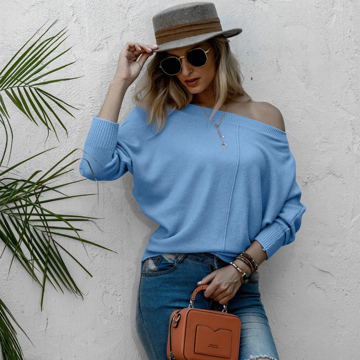 Übergrößenes Strickkleid Off Shoulder Weich