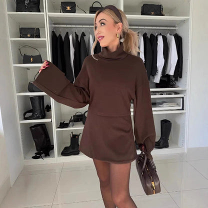 Comfortable Plus Size Soft Cotton Dress High Collar Casual