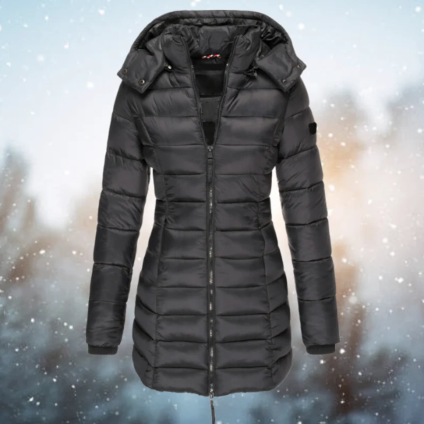Women's Warm Puffer Jacket - Fitted Design - Water-Resistant - Detachable Hood