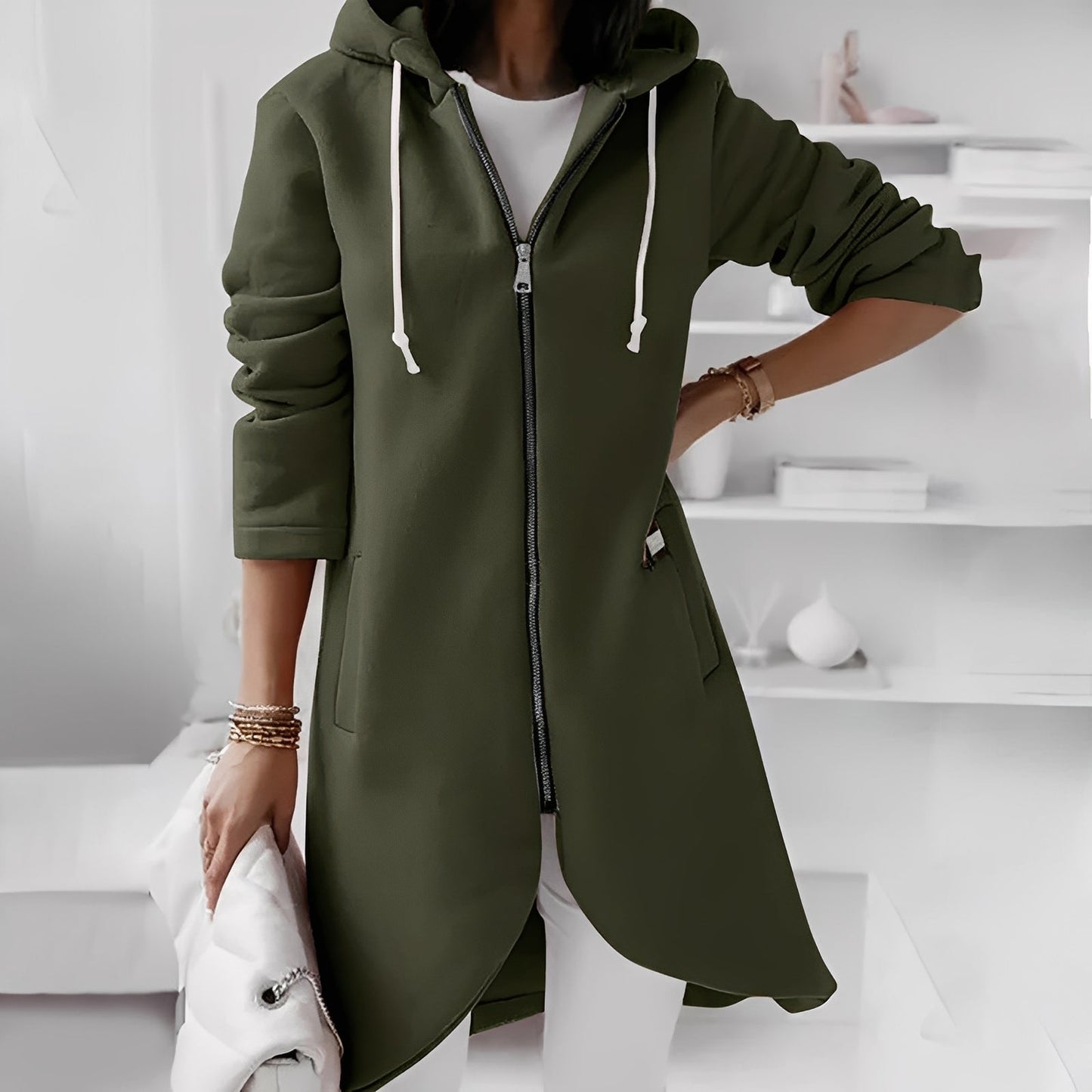 Women's Long Hooded Jacket Comfortable & Stylish