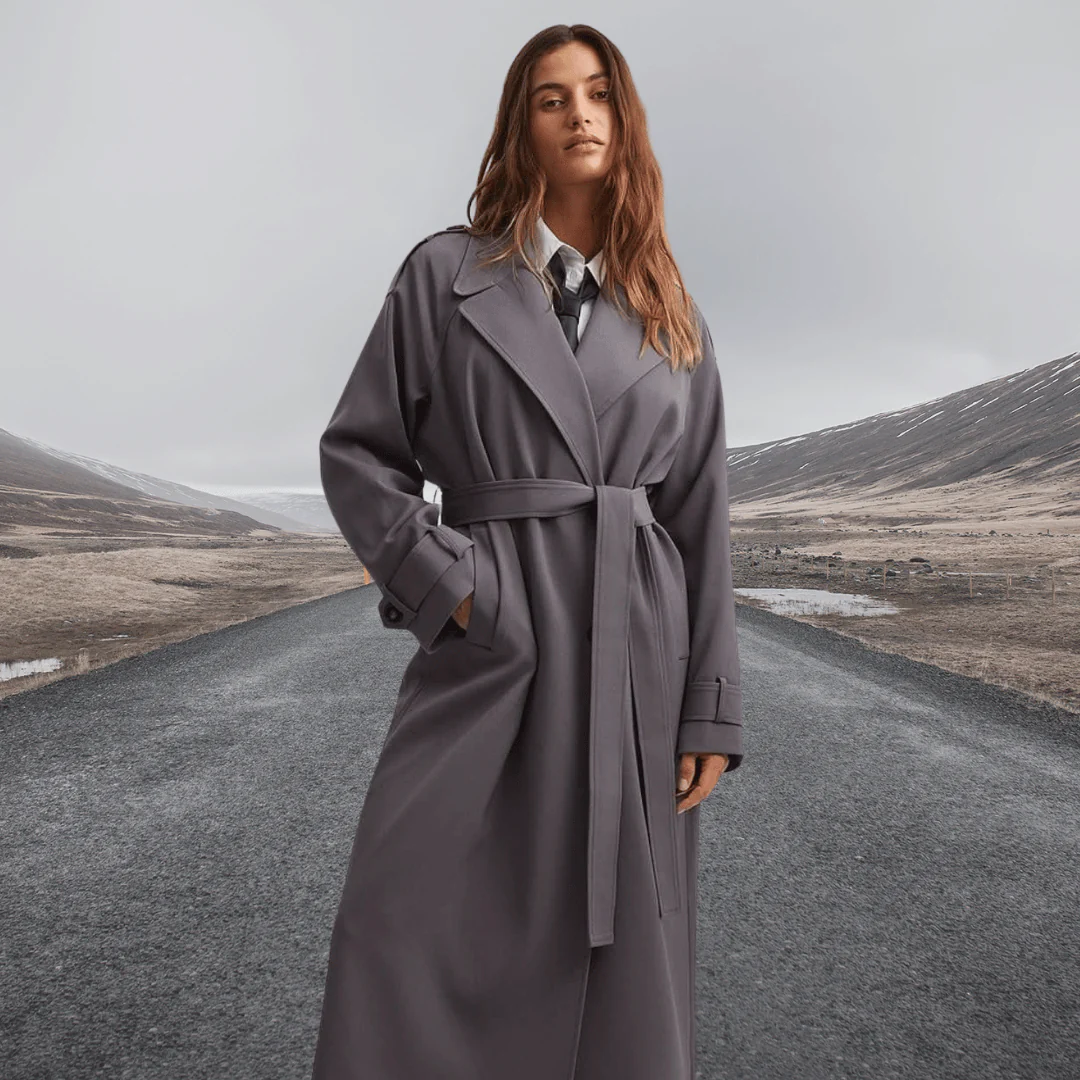 Women's Long Elegant Trench Coat Belt Classic