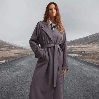 Women's Long Elegant Trench Coat Belt Classic