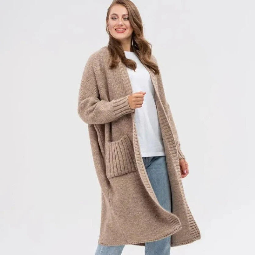 Oversized Woolly Long Cardigan with XXL Pockets