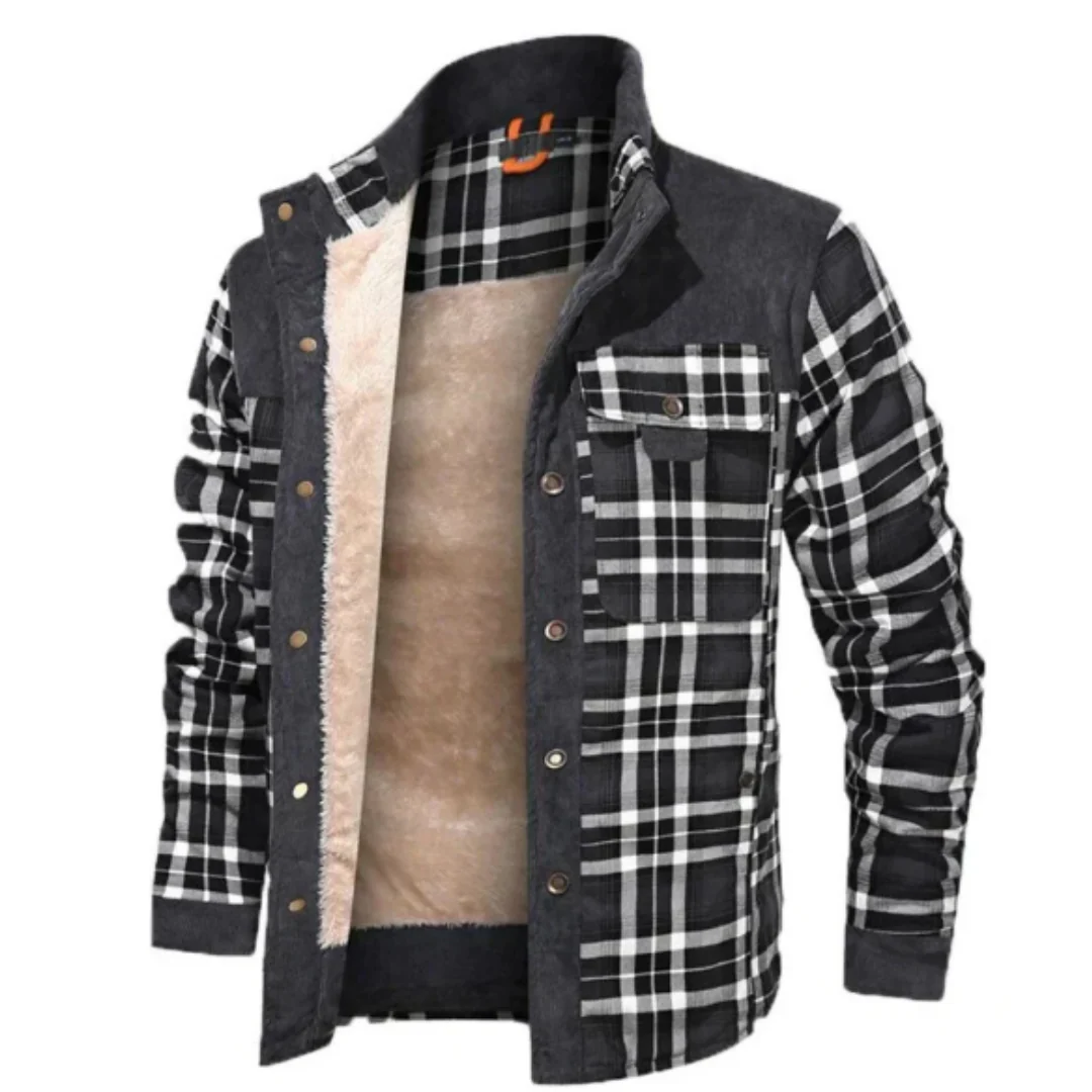 Warme Karo-Jacke Damen, gefüttert, klassische Passform - IdealeKleiden