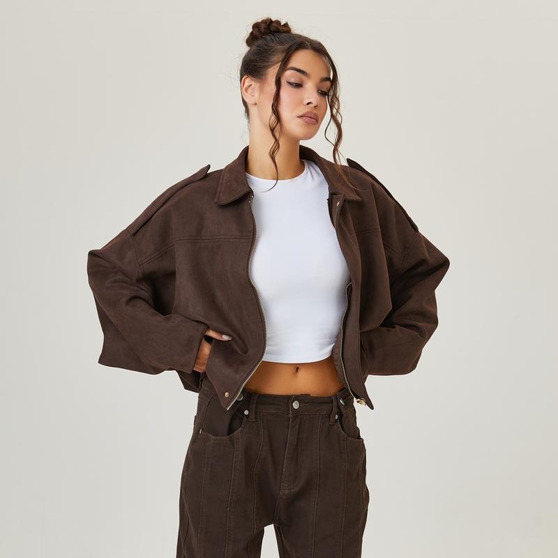 Elegant Leather Bomber Jacket