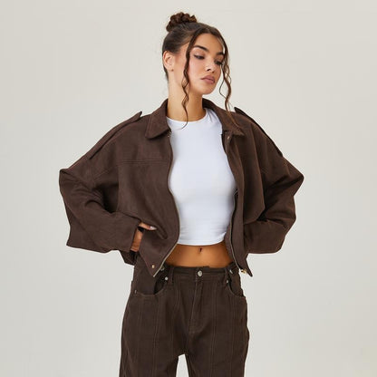 Elegant Leather Bomber Jacket