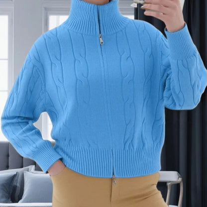 Women's Dress Wool Blend Relaxed Fit High Collar Zipper