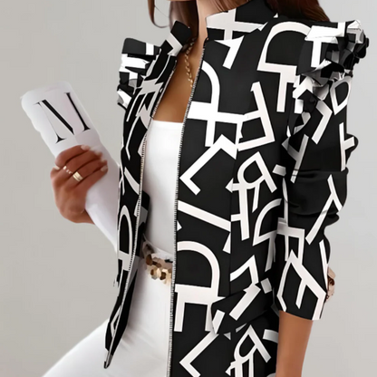 Stylish Check Dress With Ruffled Shoulders