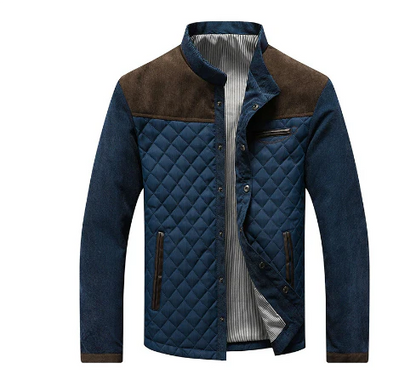 Stylish quilted jacket with suede and a high collar