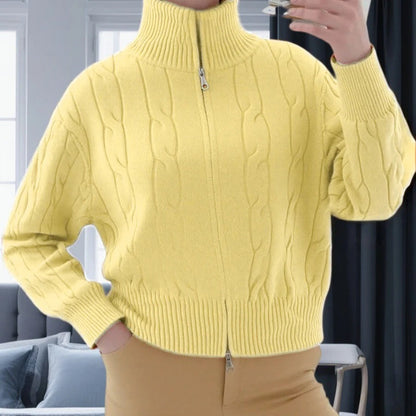 Women's Dress Wool Blend Relaxed Fit High Collar Zipper