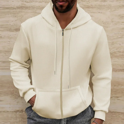 Hoodie Waffle Knit Regular Fit Zipper Casual