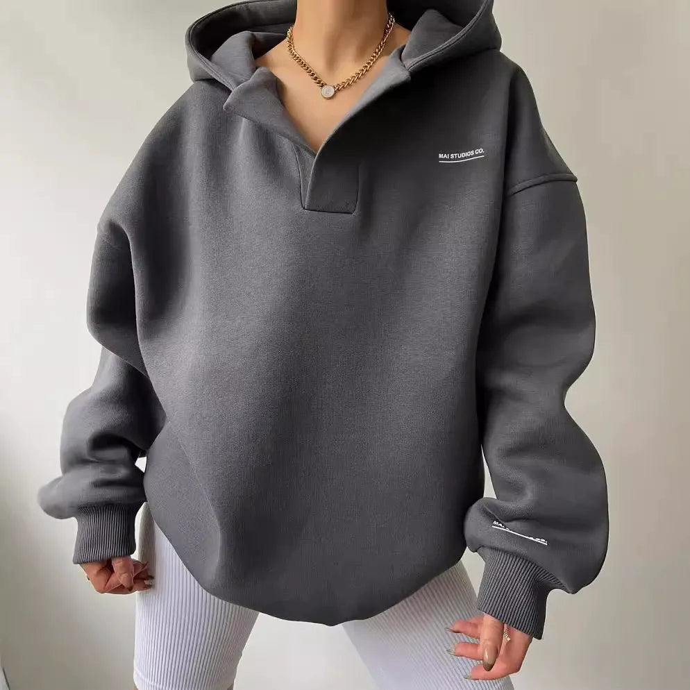 Große Kapuzenpullover Übergröße Fleece Bequem - IdealeKleiden