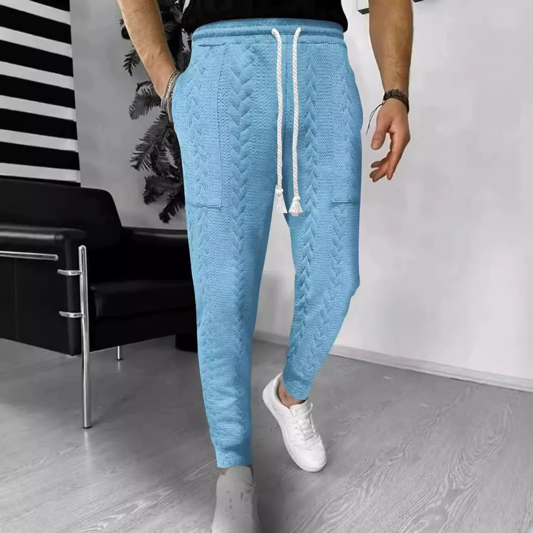 Comfortable jacquard jogger pants with a straight leg