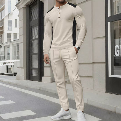Herren Outfit: Slim Fit Henley Pullover & Hose - IdealeKleiden