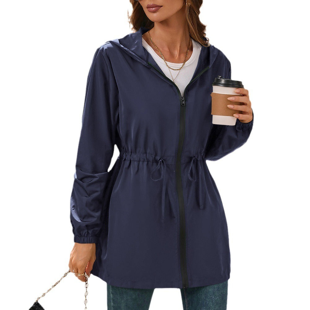 Water-repellent Rain Jacket Lightweight Hood Zipper