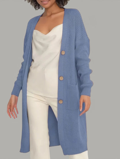 Long Cardigan for Women Soft Loose Fit with Buttons and Pockets