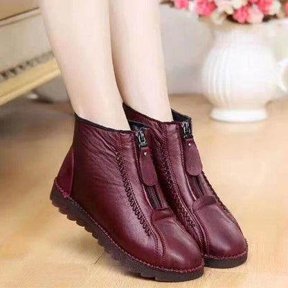 Stylische Ankle Boots Leder Optik Chunky Sohle - IdealeKleiden
