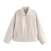 Casual wool jacket Loose fit Zipper