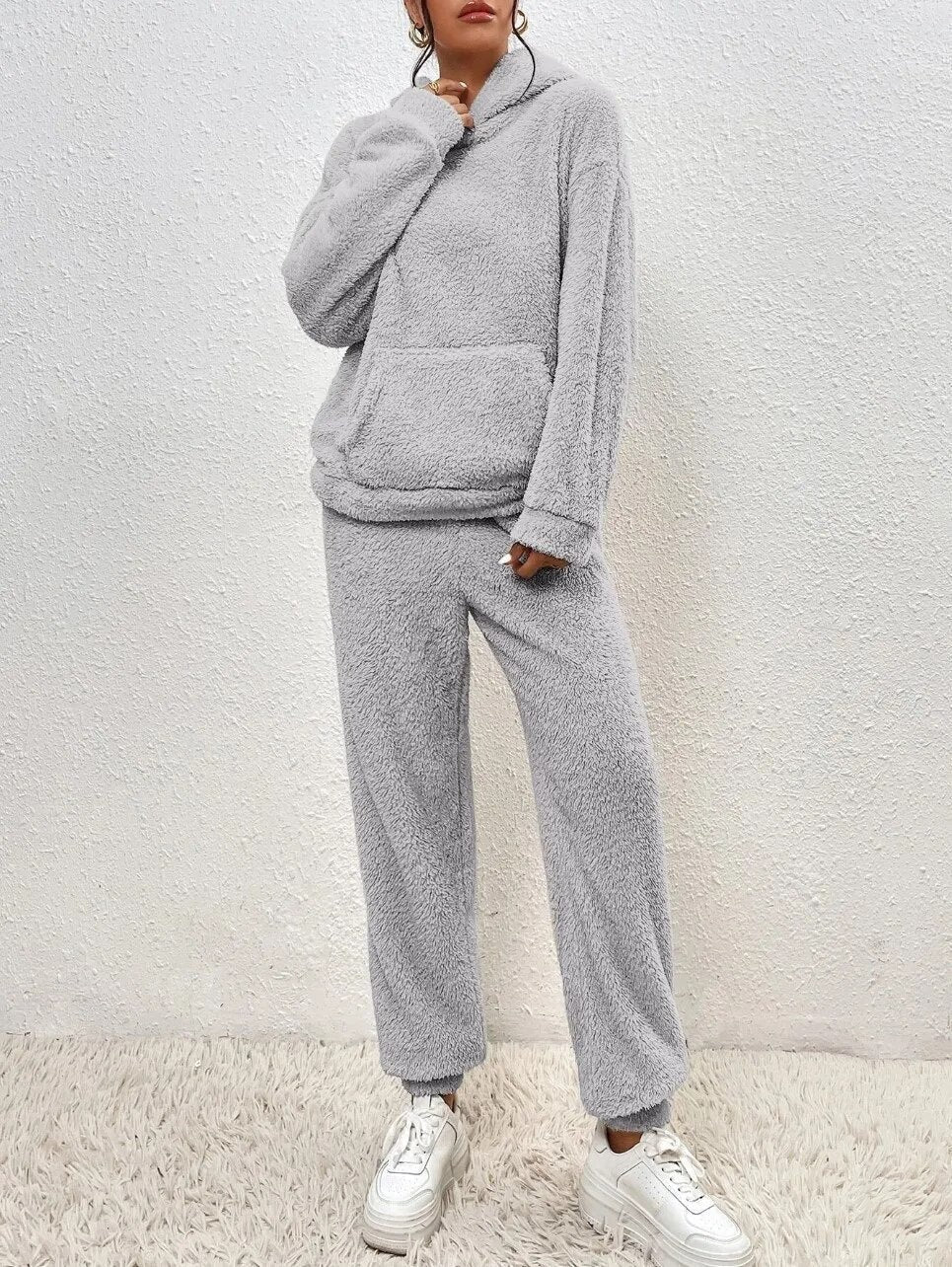 Cozy Lounge Set Teddy Fleece Hoodie