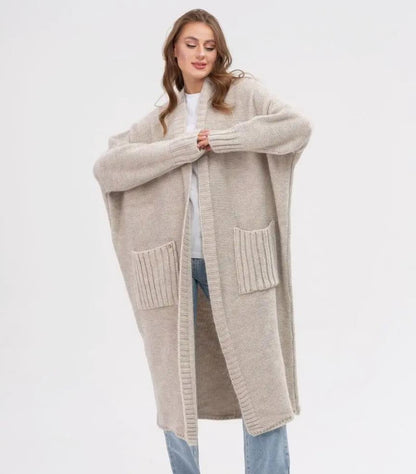 Oversized Woolly Long Cardigan with XXL Pockets