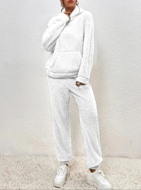 Bequeme Lounge-Satz Teddy-Fleece Kapuzenjacke - IdealeKleiden