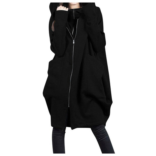 Damen Mantel Oversized Kapuze Weich - IdealeKleiden