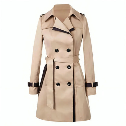 Trenchcoat Damen Elegant Taillierte Passform Gürtel - IdealeKleiden