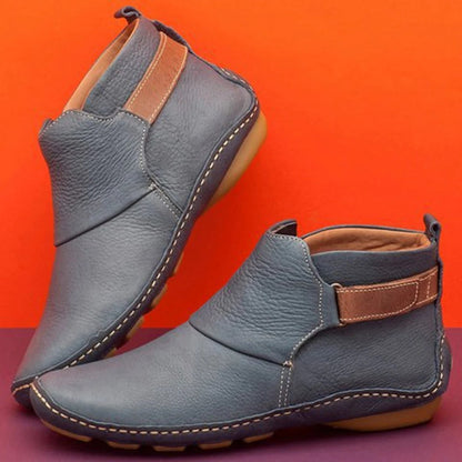 Women's Boots Ankle Boots Leather Round Toe Laces Comfortable