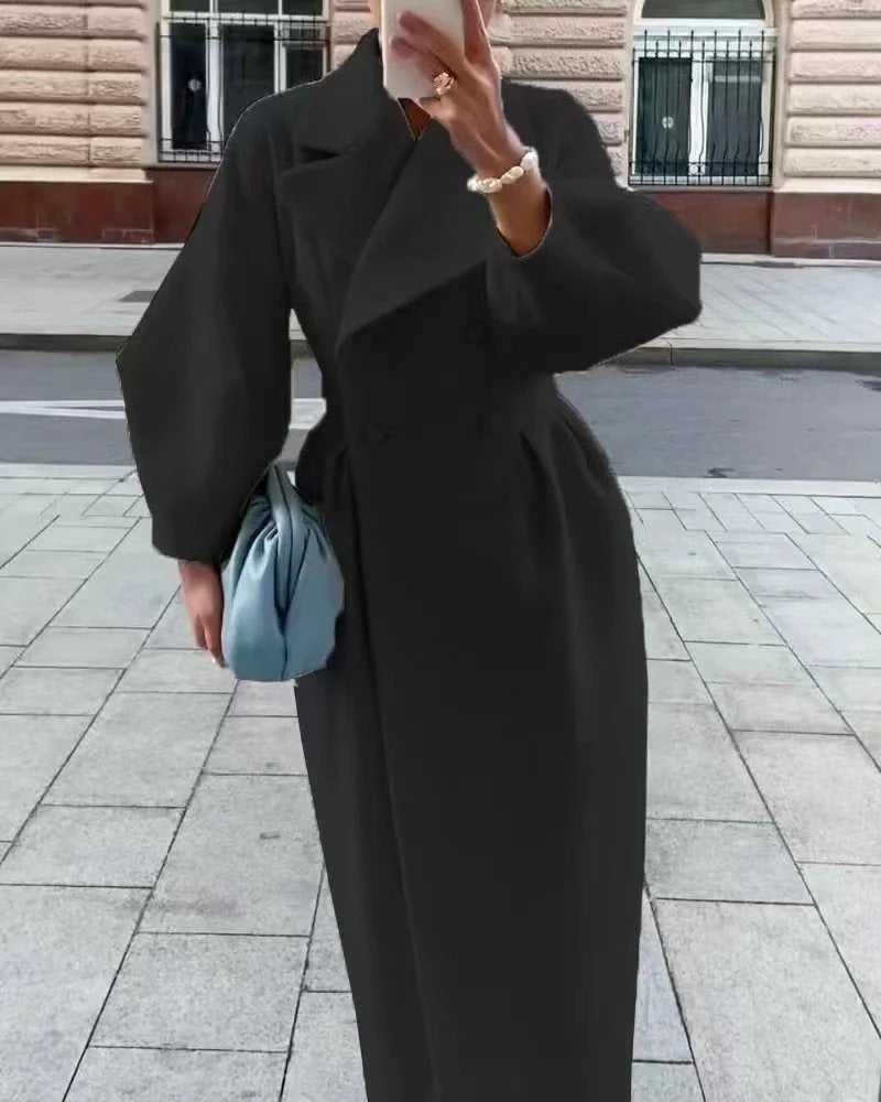 Women's Trench Coat Wool Blend Fitted A-line Belt