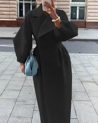 Women's Trench Coat Wool Blend Fitted A-line Belt