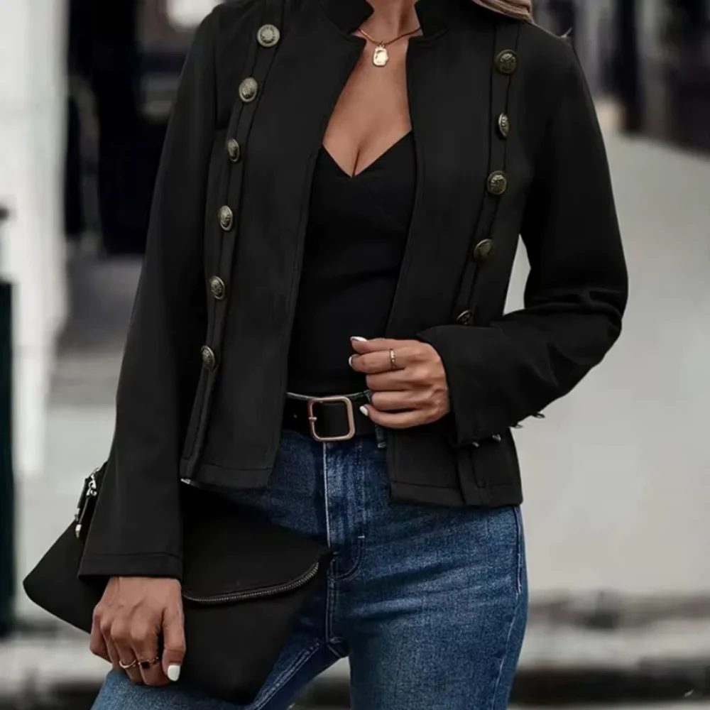 Elegante Lederjacke Taillierte Passform Hoher Kragen