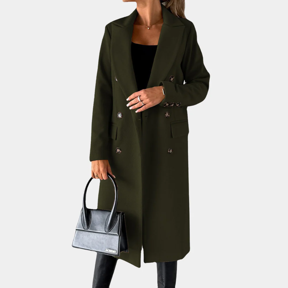 Elegant Women's Coat Long Tailored Woolly Classic