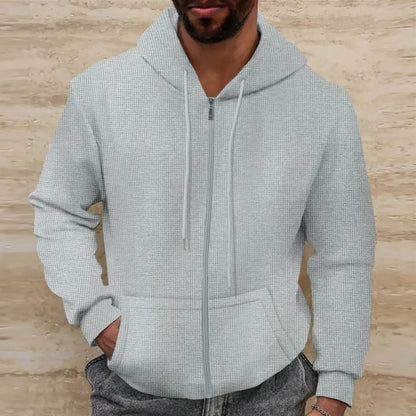 Hoodie Waffle Knit Regular Fit Zipper Casual