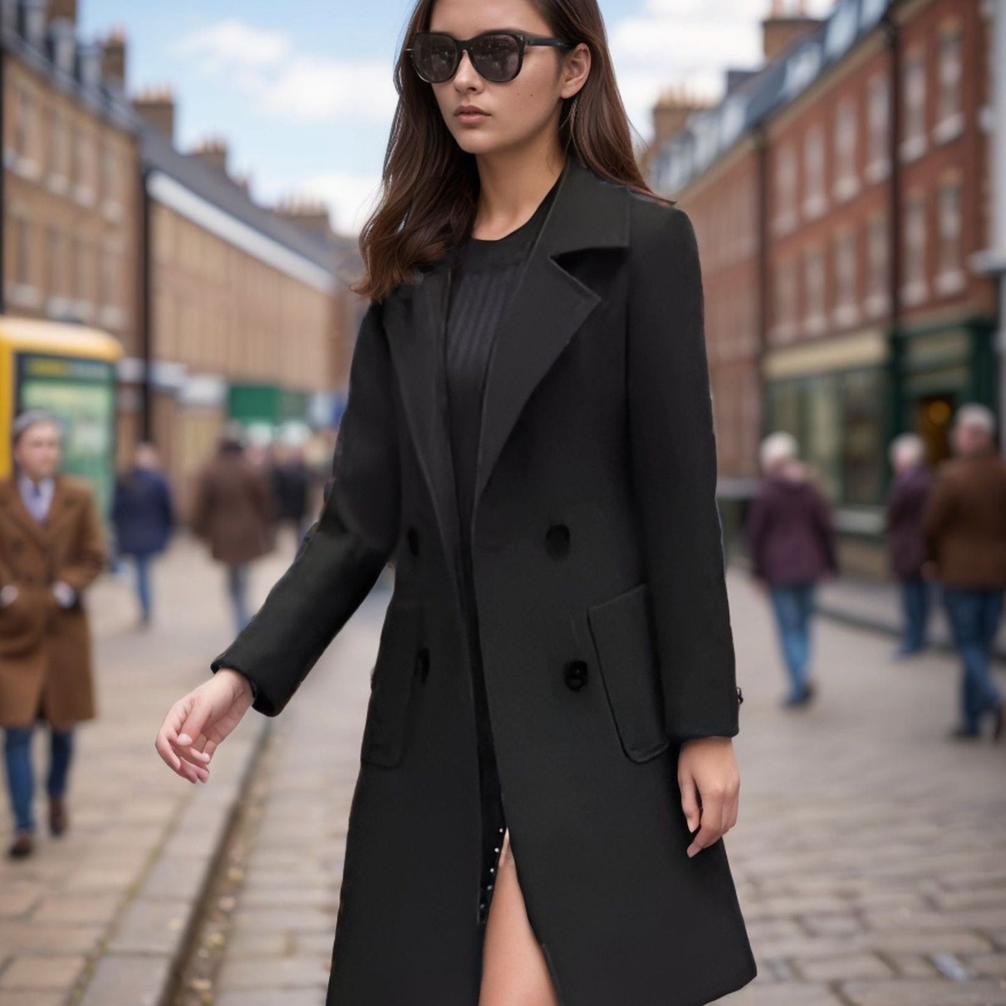 Wool Dress Slim Fit Knee-Length Fitted Elegant