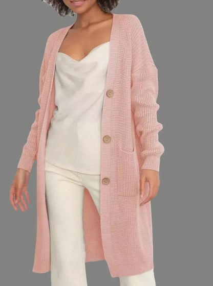 Long Cardigan for Women Soft Loose Fit with Buttons and Pockets