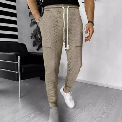 Comfortable jacquard jogger pants with a straight leg