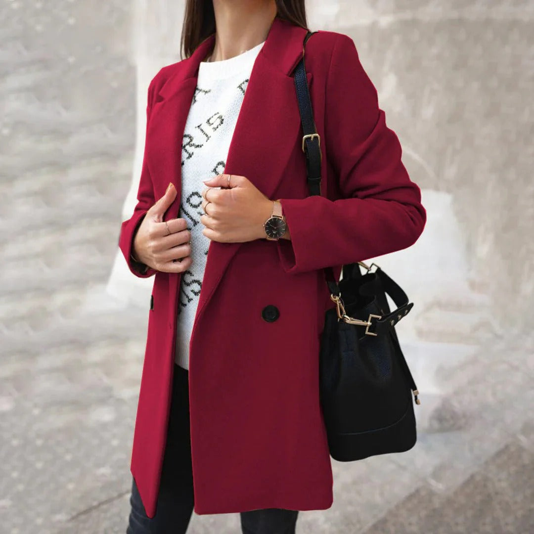 Women's Long Coat Wool Blend Fitted Shape