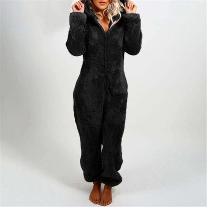 Women's Warm Fleece Onesie with Hood